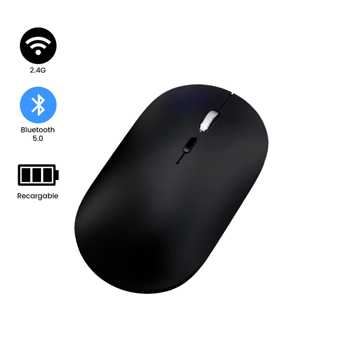 KREED - Mouse Inalámbrico Recargable Bluetooth Doble modo K502 - Negro mate