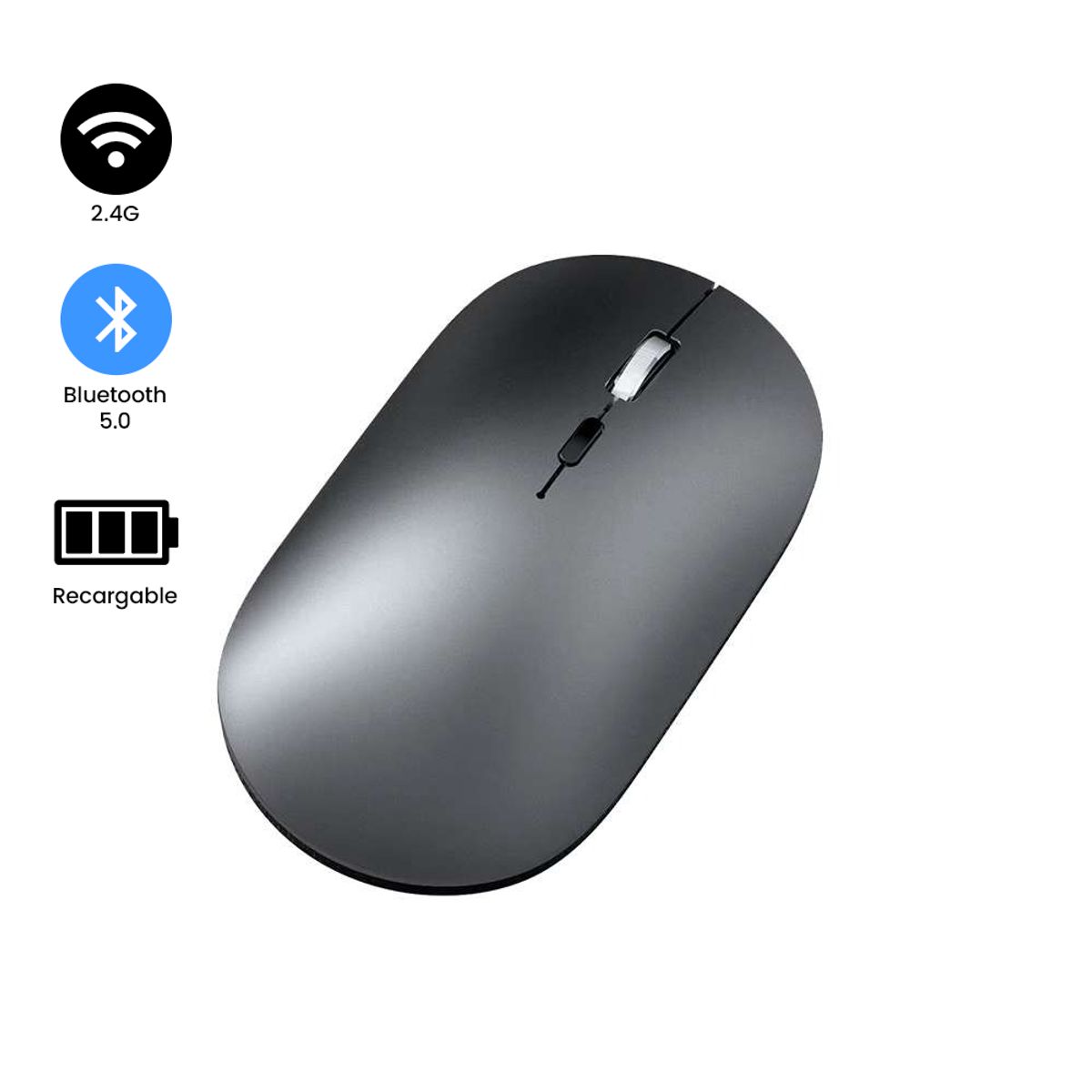 KREED - Mouse Inalámbrico Recargable Bluetooth Doble modo K502 - Gris
