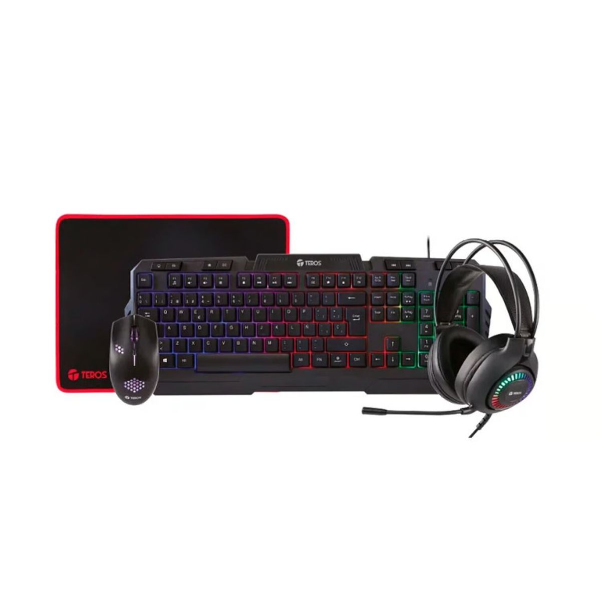 TEROS - Combo Teros TE-4063N Teclado Mouse Headset MousePad