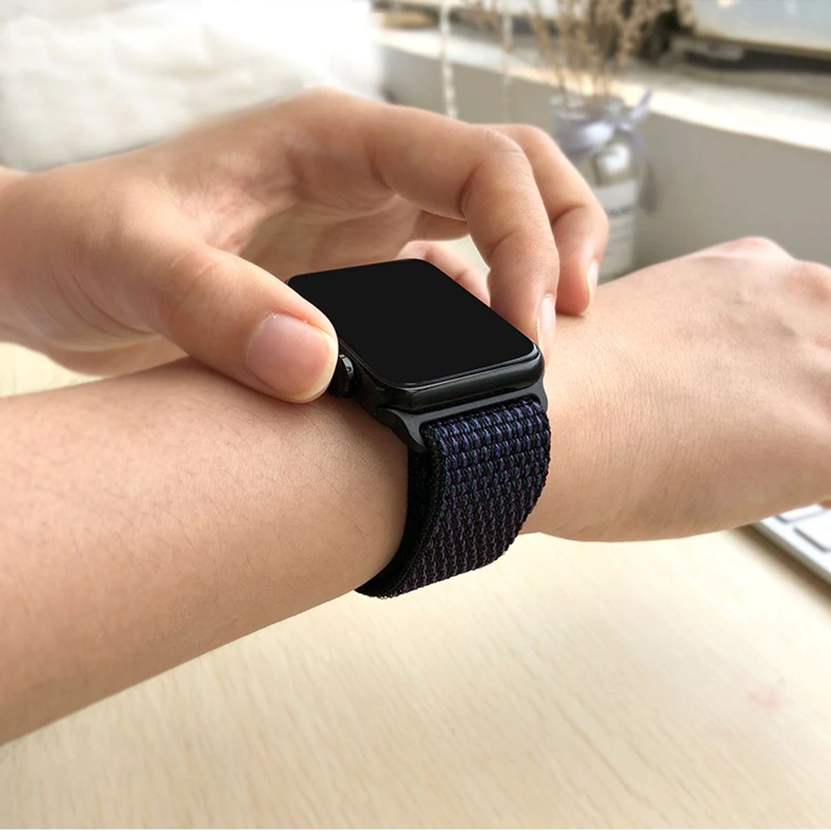 GENERICO - Correa de Nylon Classic para Apple Watch 38mm - 40mm - 41mm - Negro