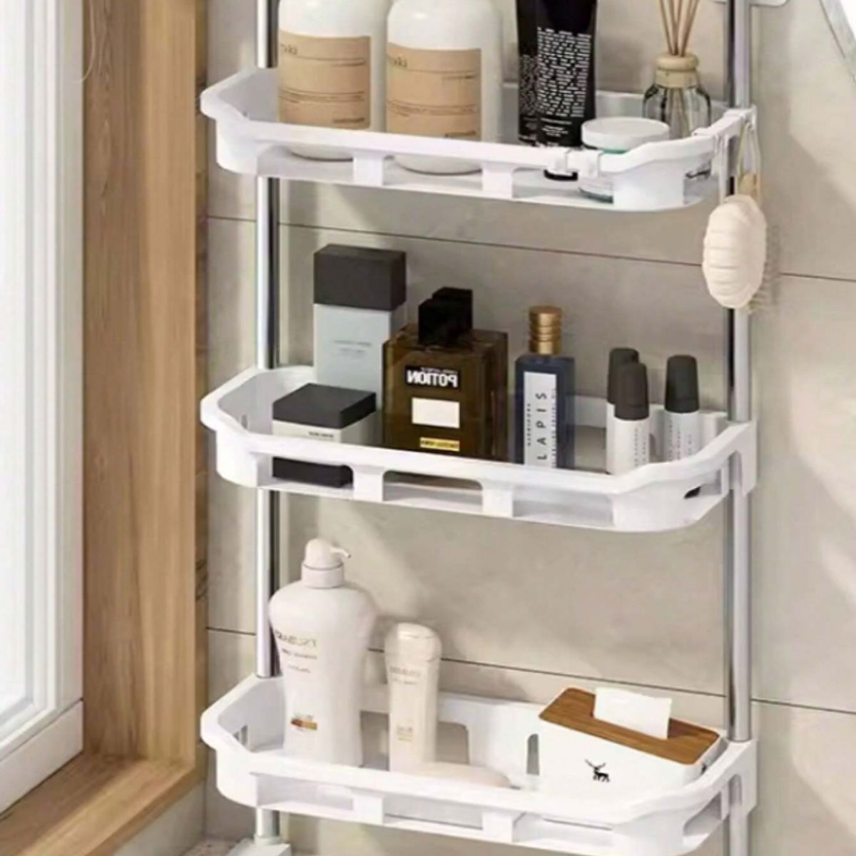 GENERICO - Organizador de baño cocina 3 niveles Estantes verduras frutas toallas