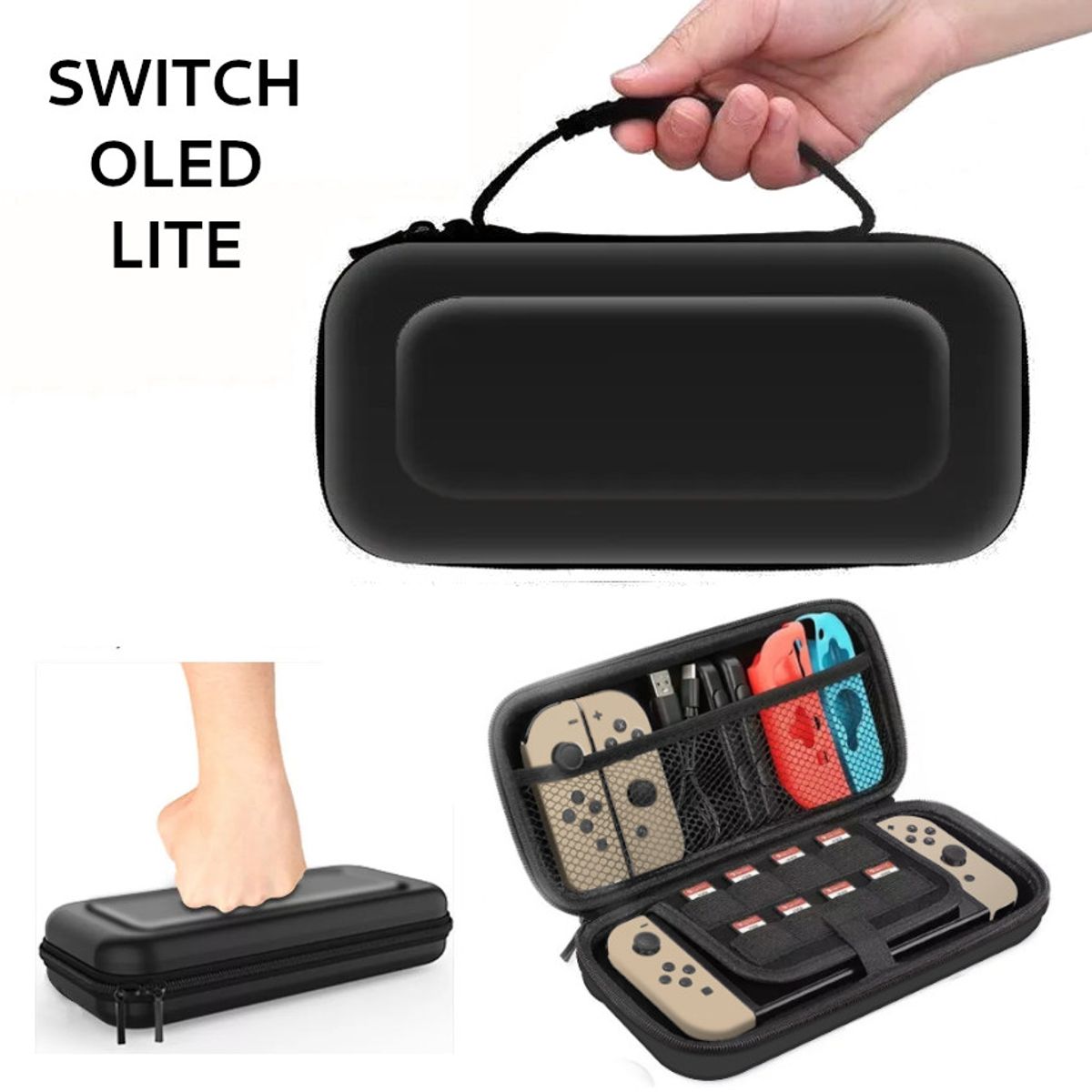 GENERICO - Case viajero funda nintendo switch lite tablets mango negro