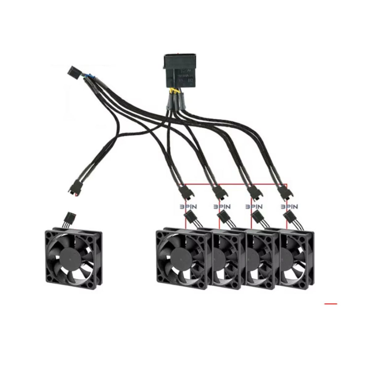 GENERICO - Cable extensor splitter hub molex pwm a 5 pwm añade puertos p' cooler