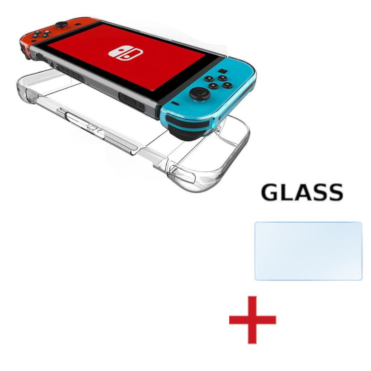 GENERICO - Cristal templado + case 360 protector 5pza full para Nintendo Switch
