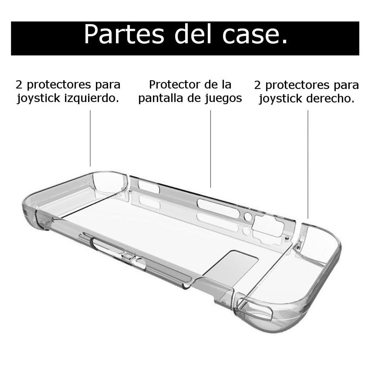 GENERICO - Cristal templado + case 360 protector 5pza full para Nintendo Switch