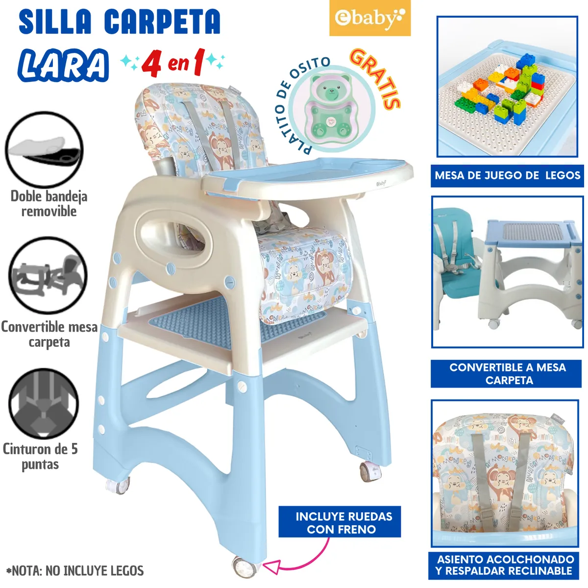 EBABY - SILLA DE COMER PARA BEBE LARA CELESTE
