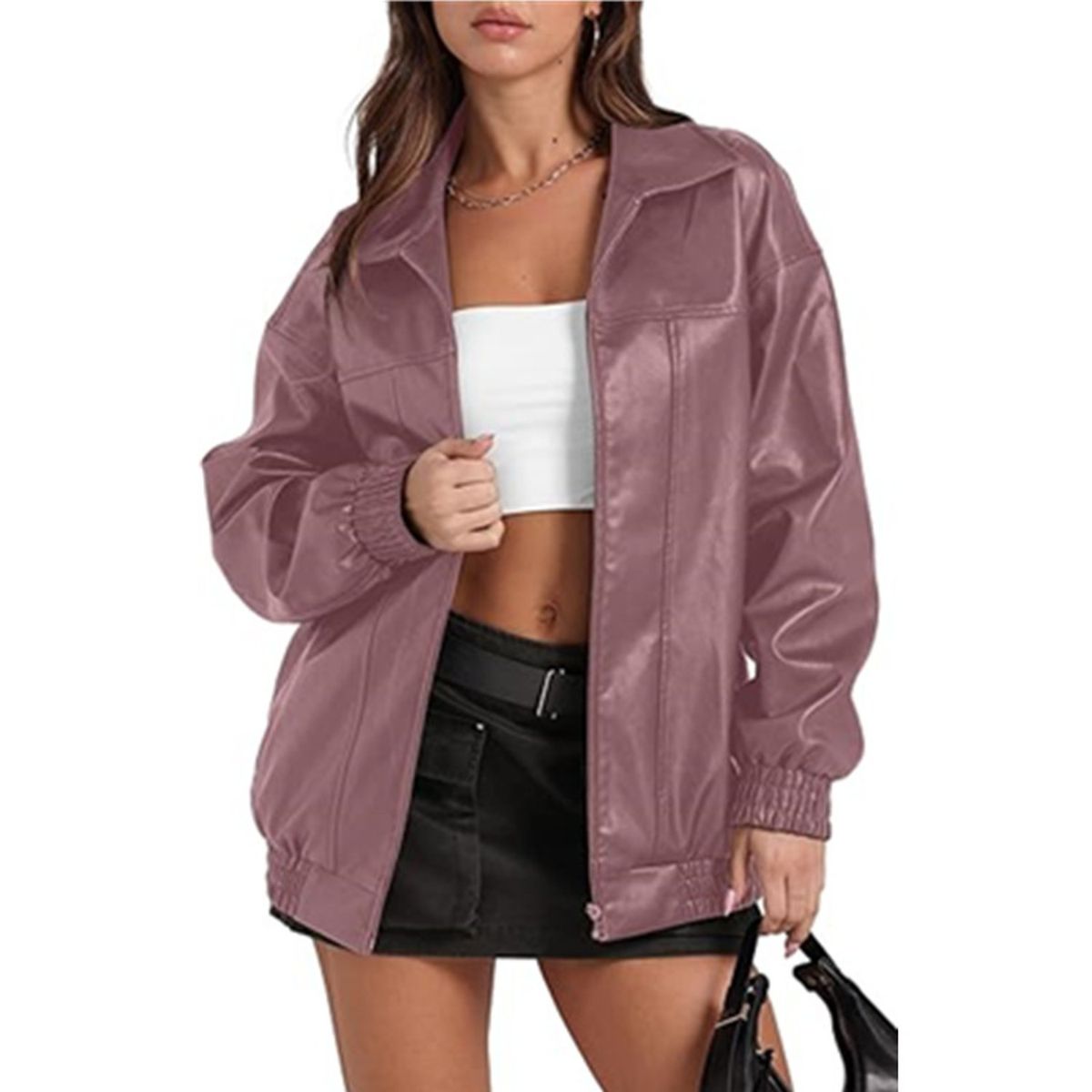 TIOZONEY - Chaqueta Larga De PU Suelta