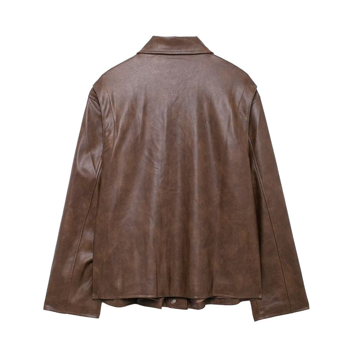 TIOZONEY - Chaqueta con cremallera de PU artificial para mujeres