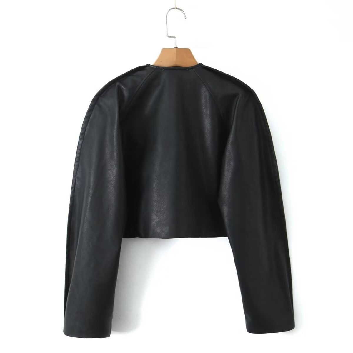 TIOZONEY - Chaqueta con cremallera de PU artificial para mujeres