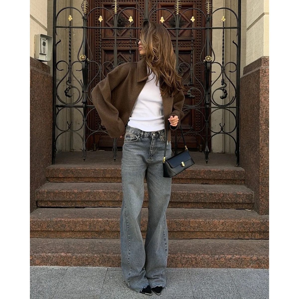 TIOZONEY - Chaqueta corta de lana para mujeres