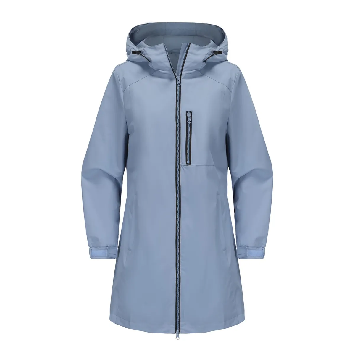 TIOZONEY - Chaqueta impermeable con capucha para mujer-Azul