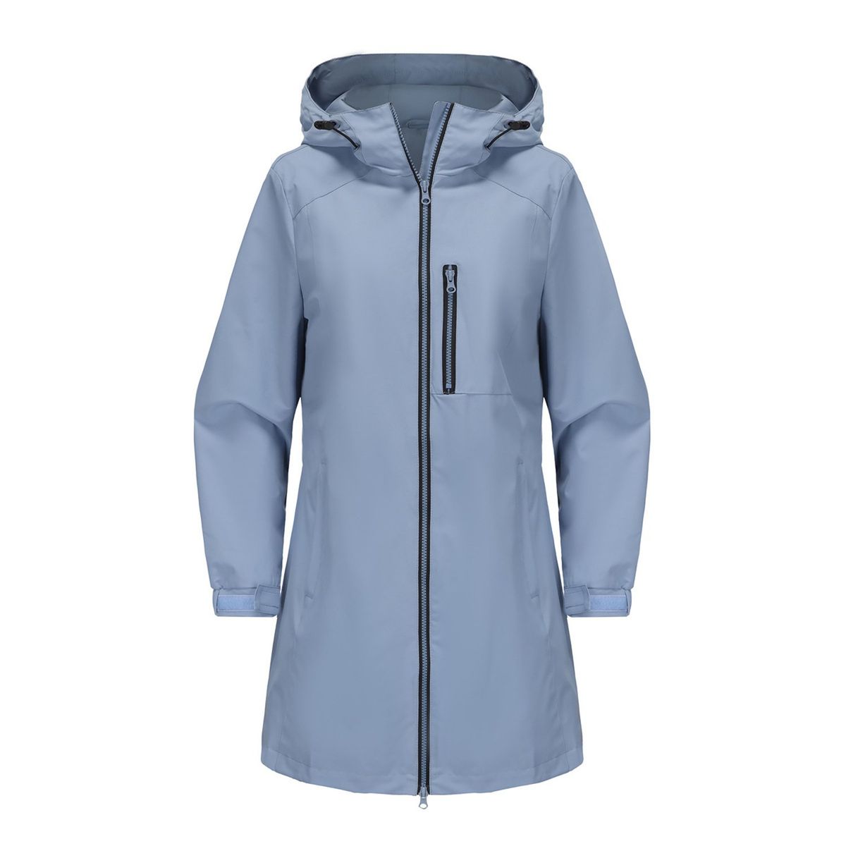 TIOZONEY - Chaqueta impermeable con capucha para mujer-Azul