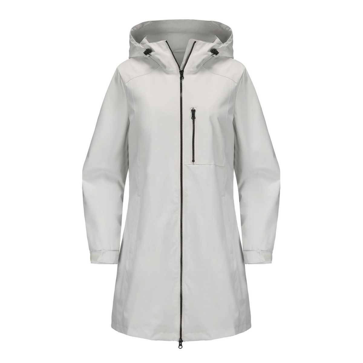 TIOZONEY - Chaqueta impermeable con capucha para mujer-Gris