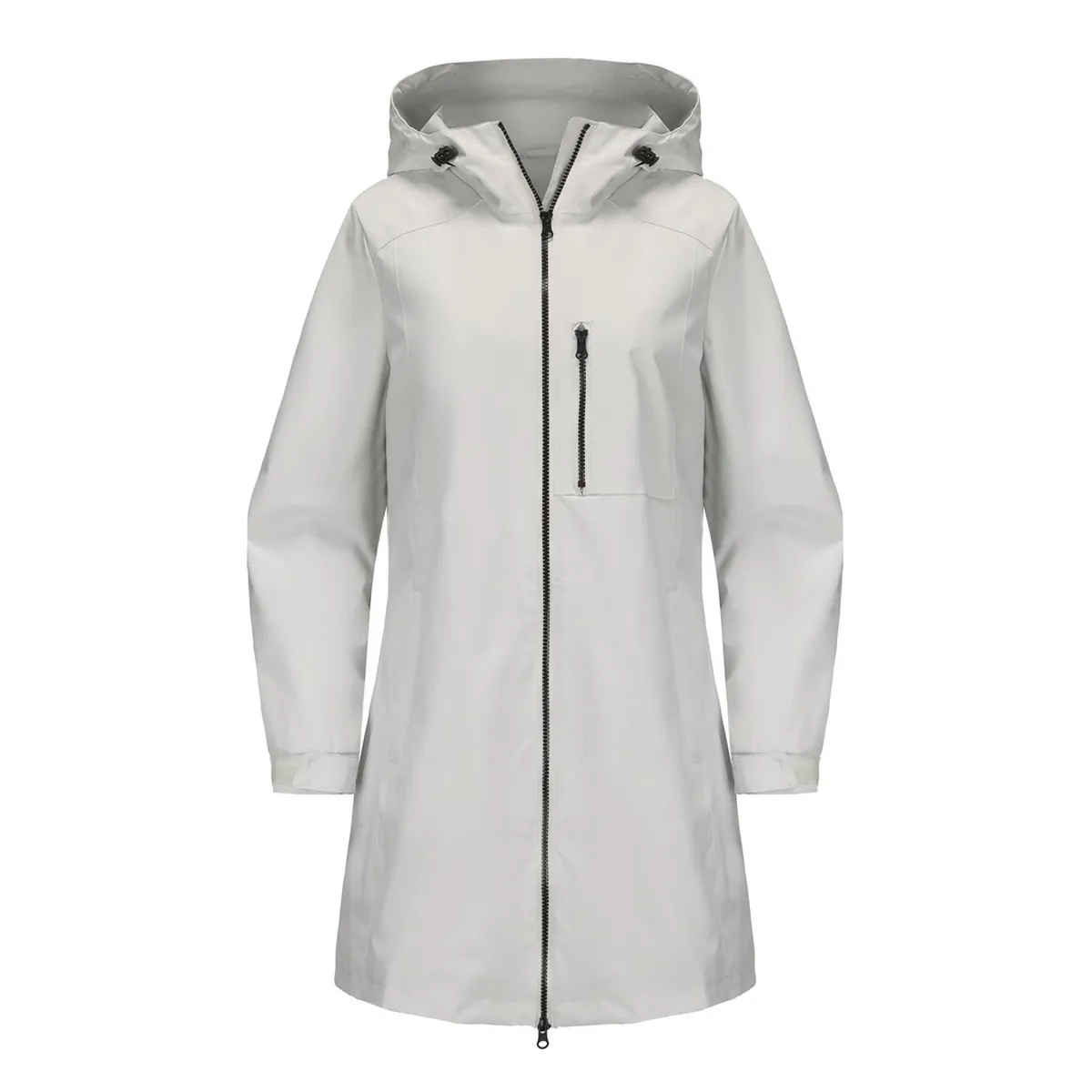 TIOZONEY - Chaqueta impermeable con capucha para mujer-Gris