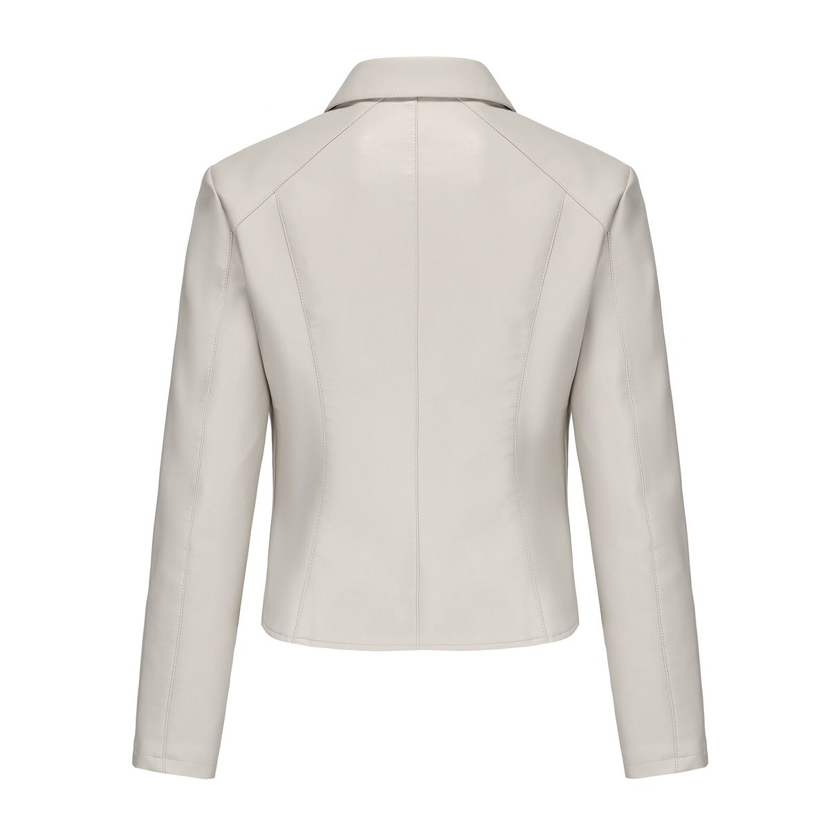 TIOZONEY - Chaqueta de PU con tachuelas para mujer-Blanco