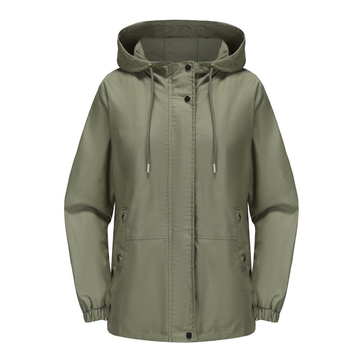 TIOZONEY - Chaqueta cortaviento suelta con capucha para mujer-Verde