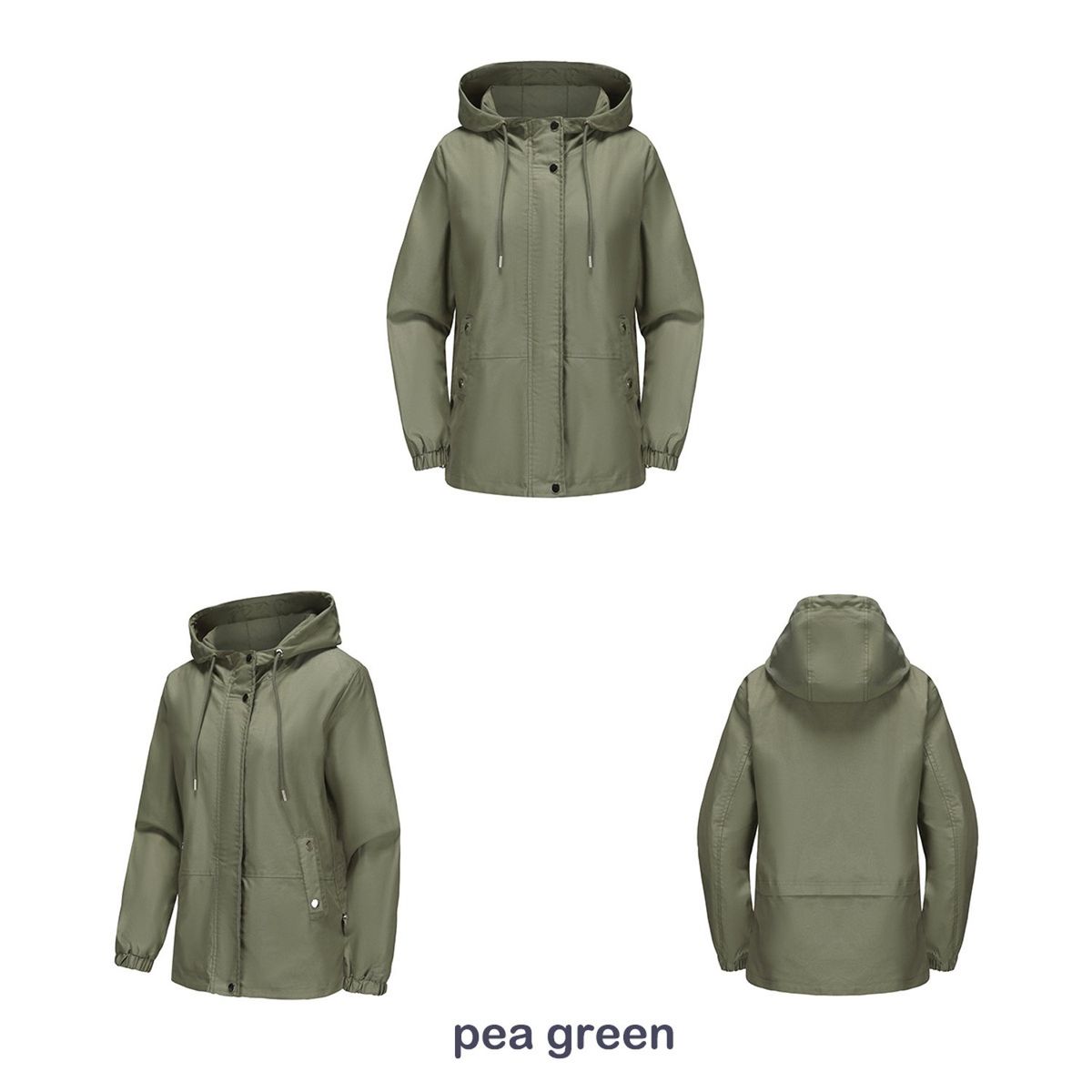 TIOZONEY - Chaqueta cortaviento suelta con capucha para mujer-Verde