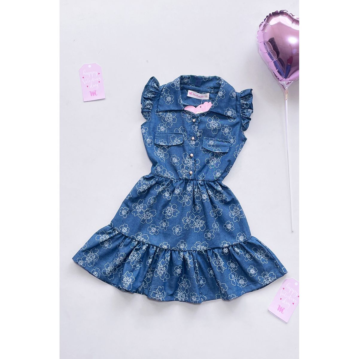 KIDS MASHMELO - VESTIDO CARGO EN CHAMBRAY PARA NIÑA KIDS MASHMELO