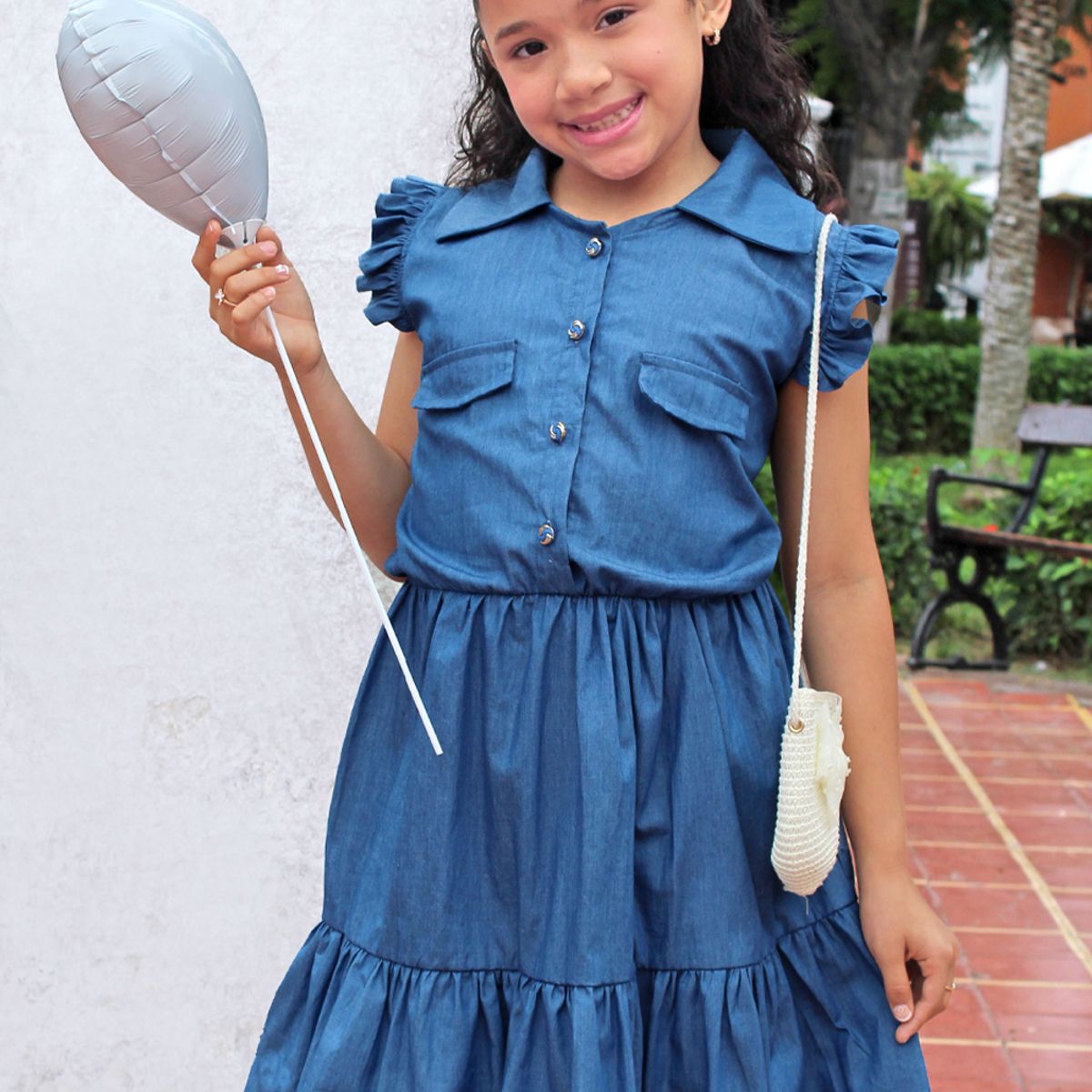 KIDS MASHMELO - VESTIDO CARGO EN CHAMBRAY PARA NIÑA KIDS MASHMELO