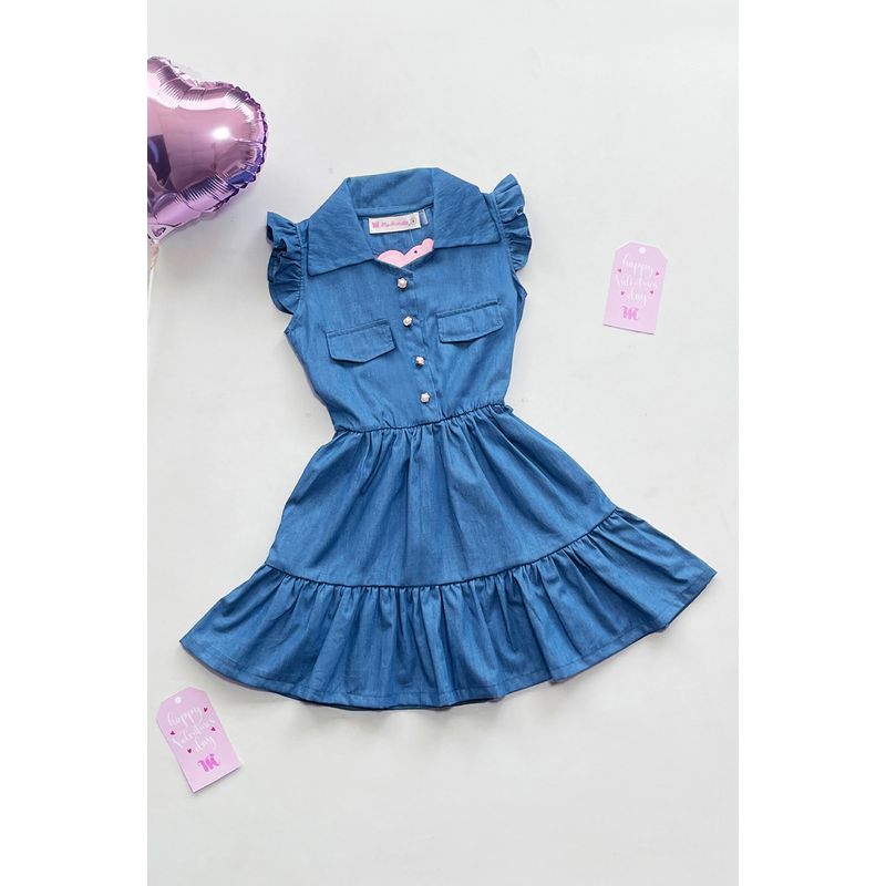 KIDS MASHMELO - VESTIDO CARGO EN CHAMBRAY PARA NIÑA KIDS MASHMELO