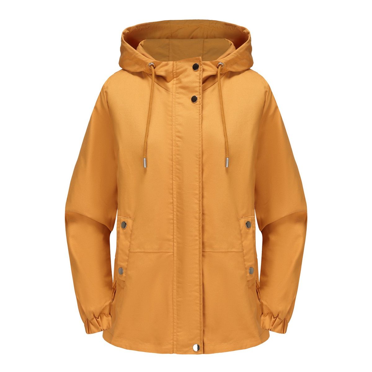 TIOZONEY - Chaqueta cortaviento suelta con capucha para mujer-Amarillo