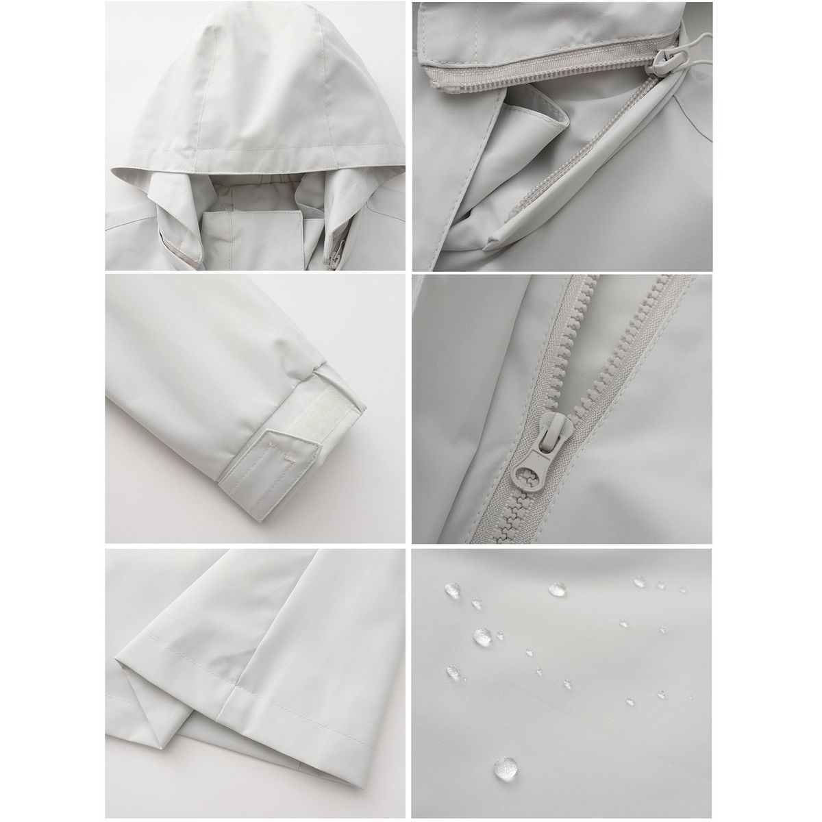 TIOZONEY - Chaqueta impermeable con capucha para mujer-Beige