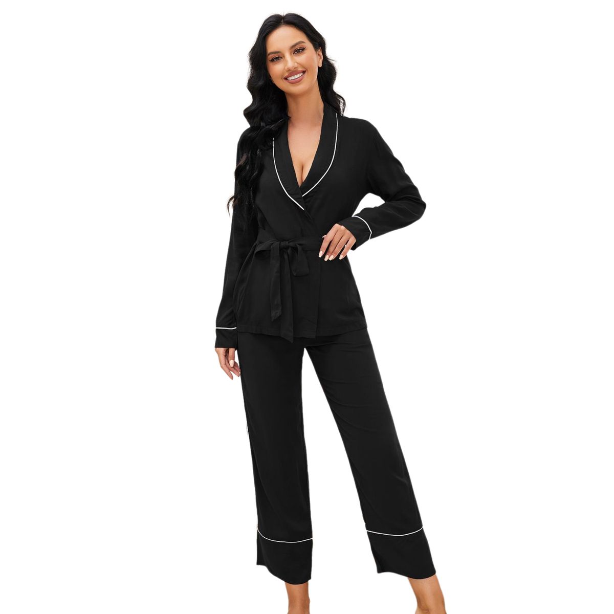 BLWOENS - Pijama de para mujeres - 2 piezas - Negro