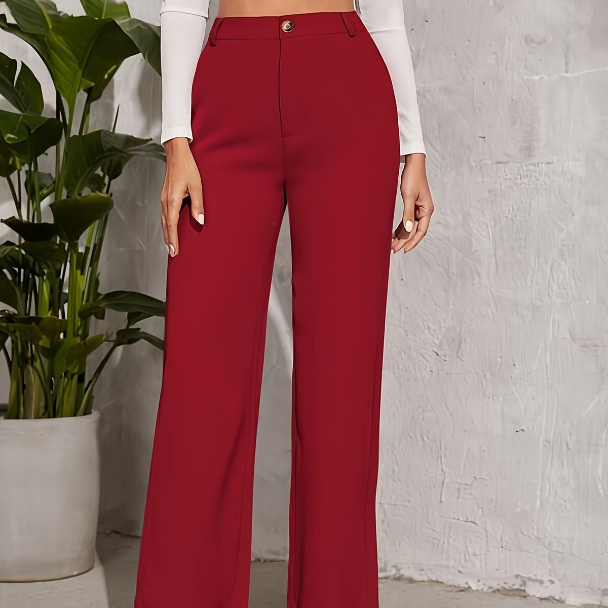 BLWOENS - Pantalones largos para mujeres - Rojo