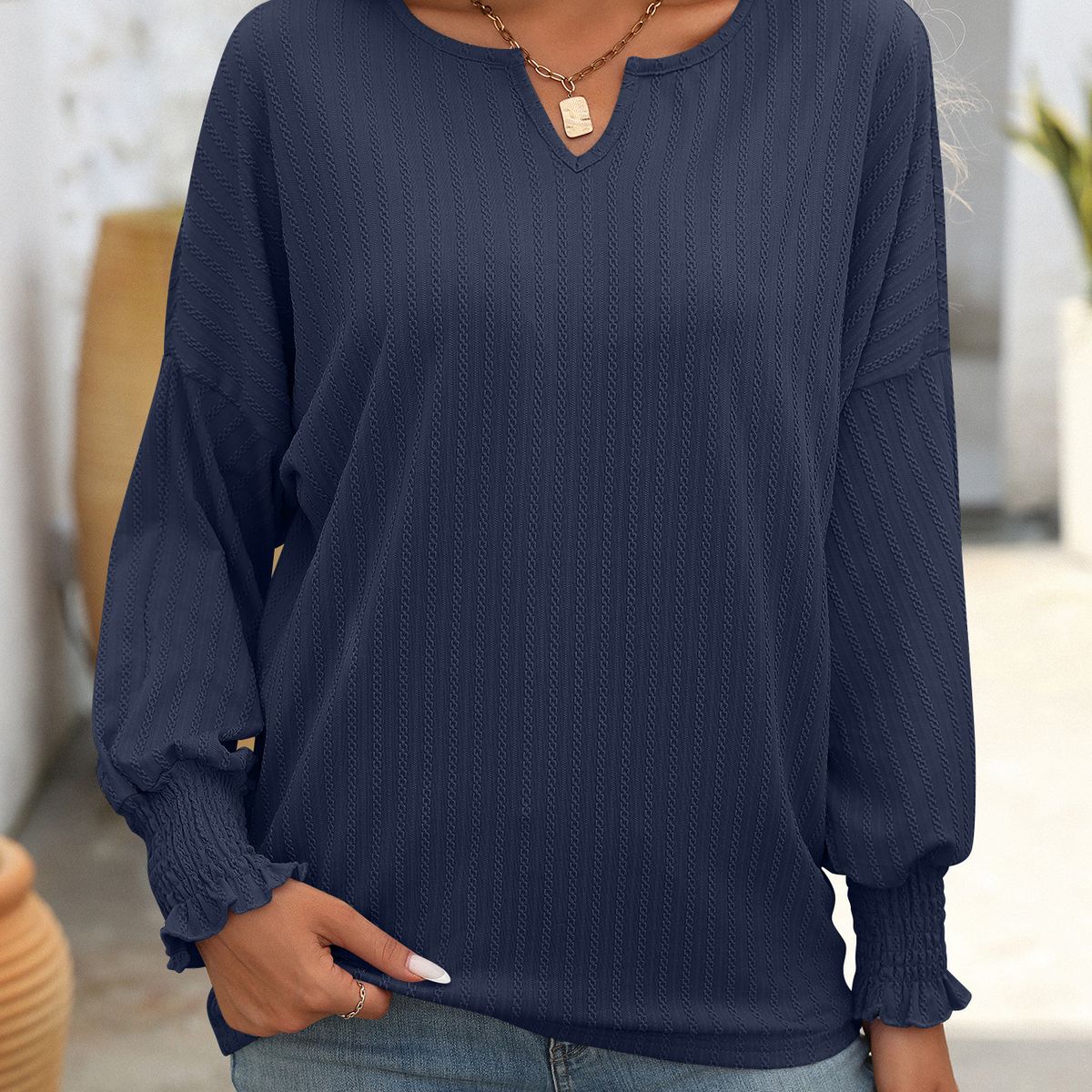 BLWOENS - Polera de manga larga para mujeres - Azul