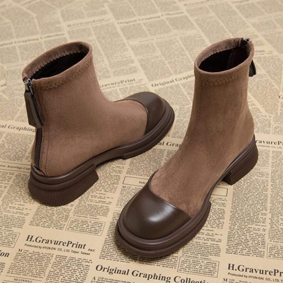 BLWOENS - Zapatos BOTAS cortas de invierno para mujeres - Marrón