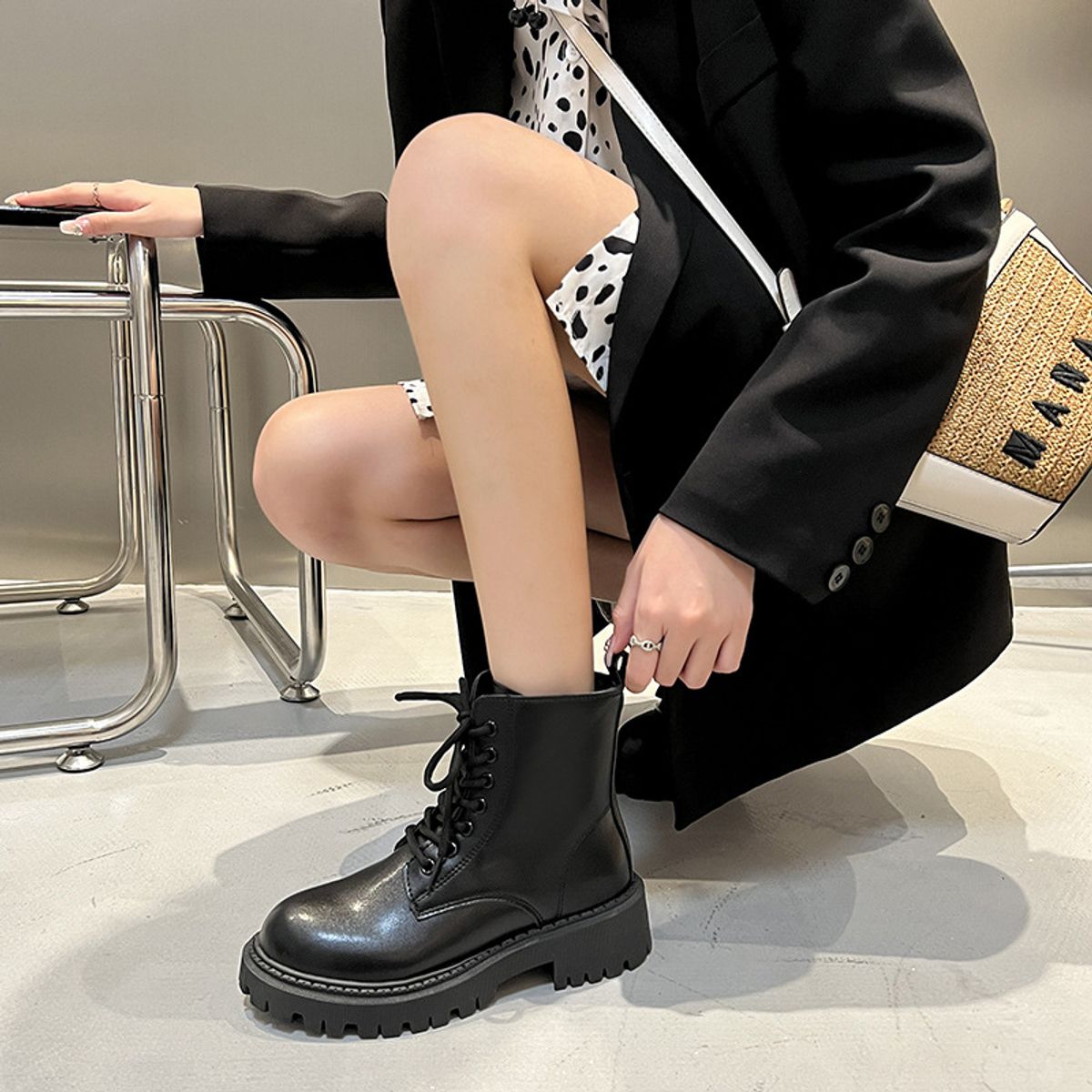 BLWOENS - Zapatos BOTAS cortas de invierno para mujeres - Negro