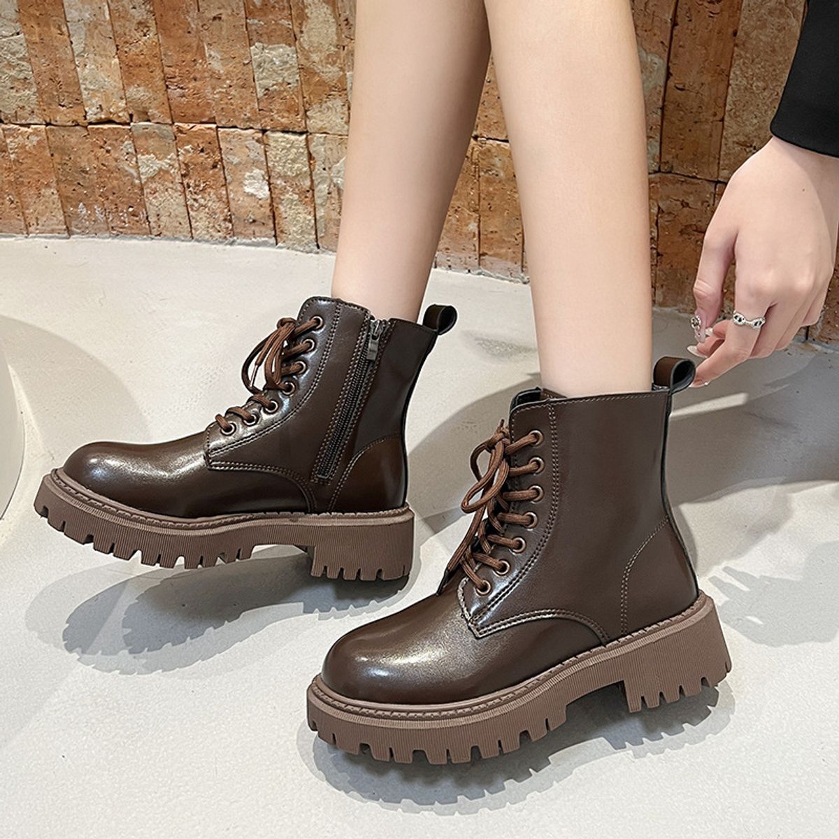 BLWOENS - Zapatos BOTAS cortas de invierno para mujeres - Marrón