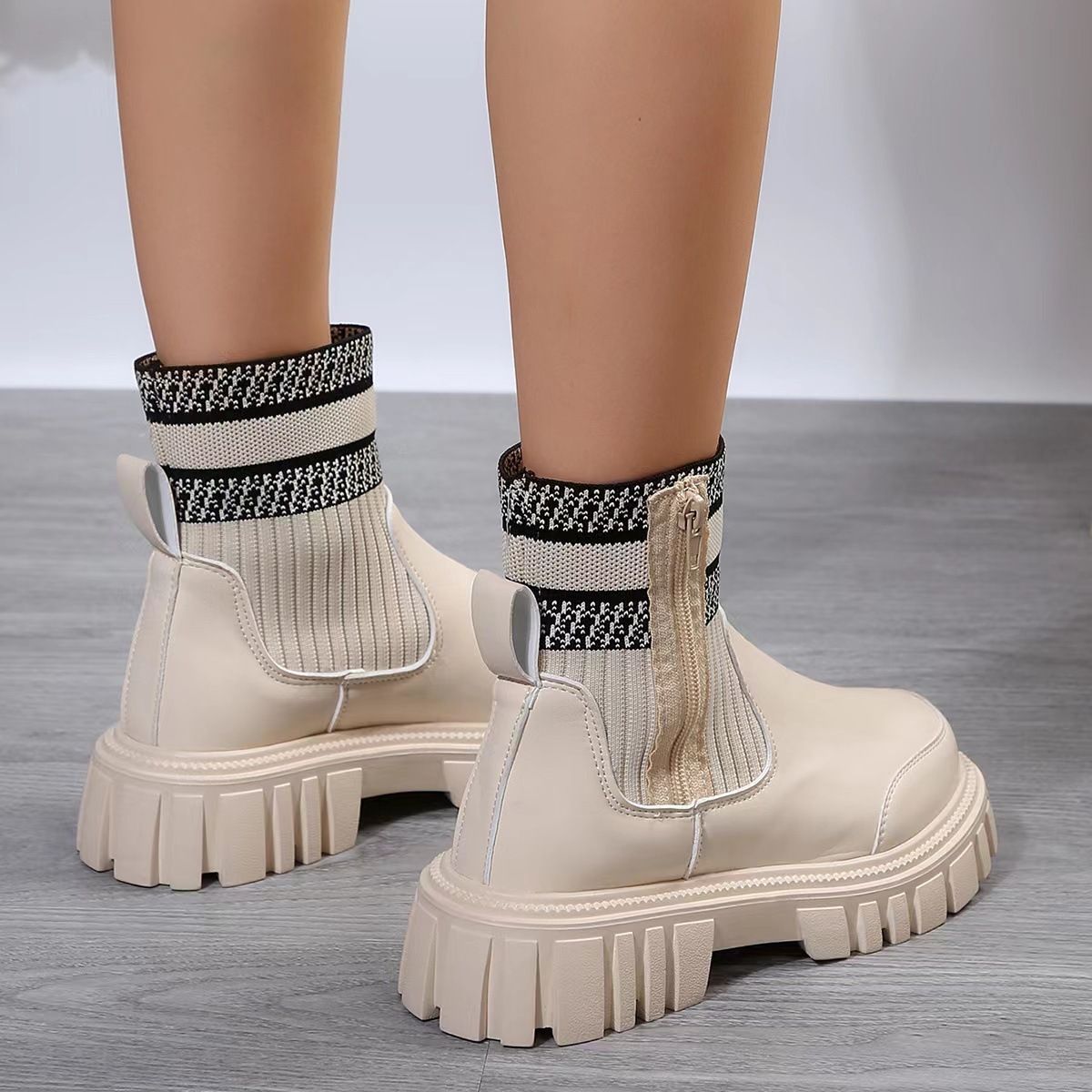 BLWOENS - Zapatos BOTAS cortas de invierno para mujeres - Beige