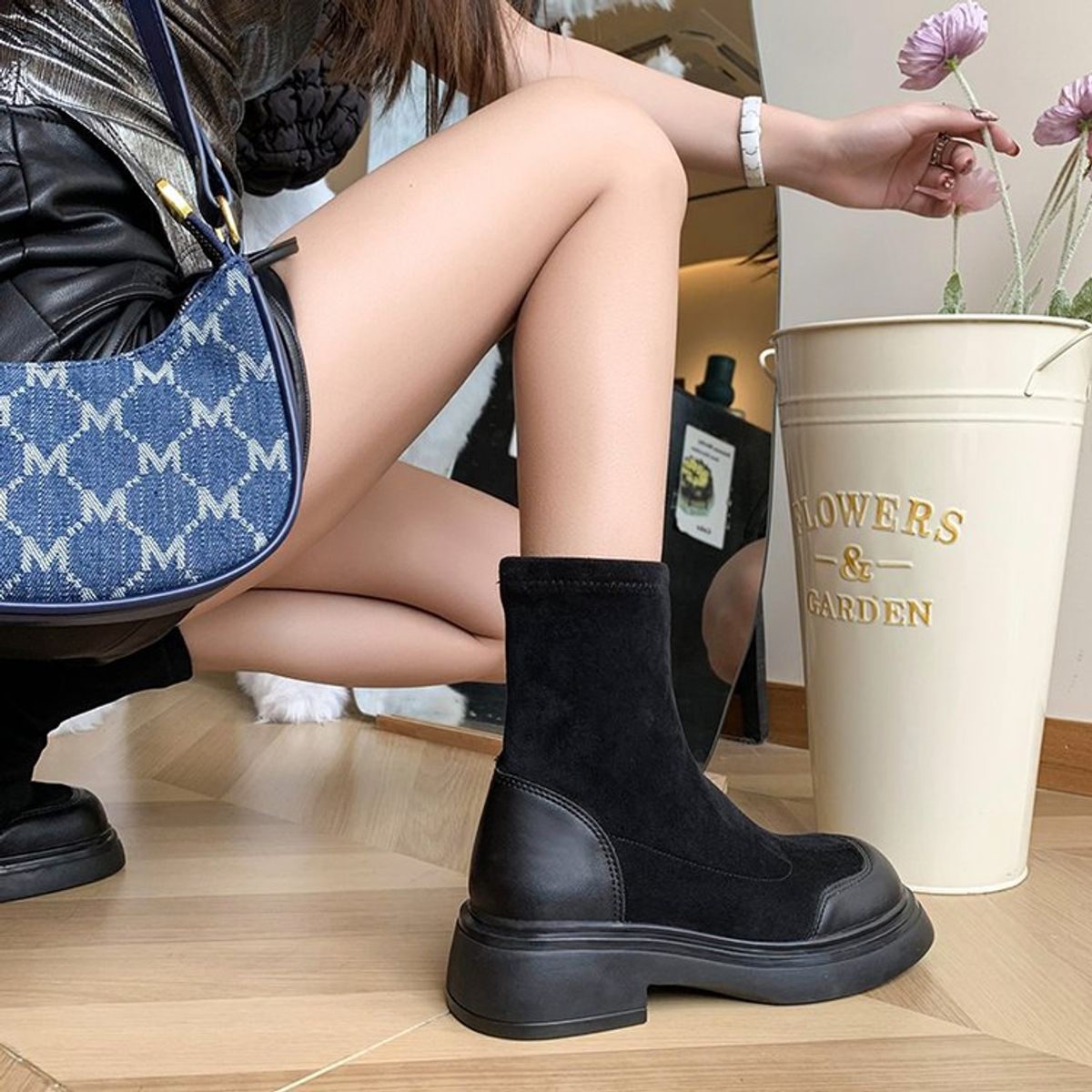 BLWOENS - Zapatos BOTAS cortas de invierno para mujeres - Negro