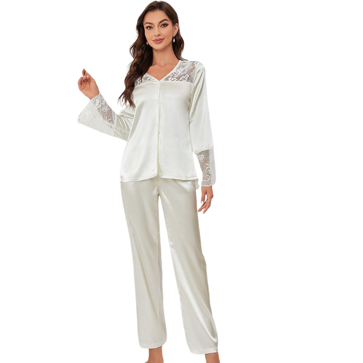 BLWOENS - Pijama de para mujeres - 2 piezas - Blanco