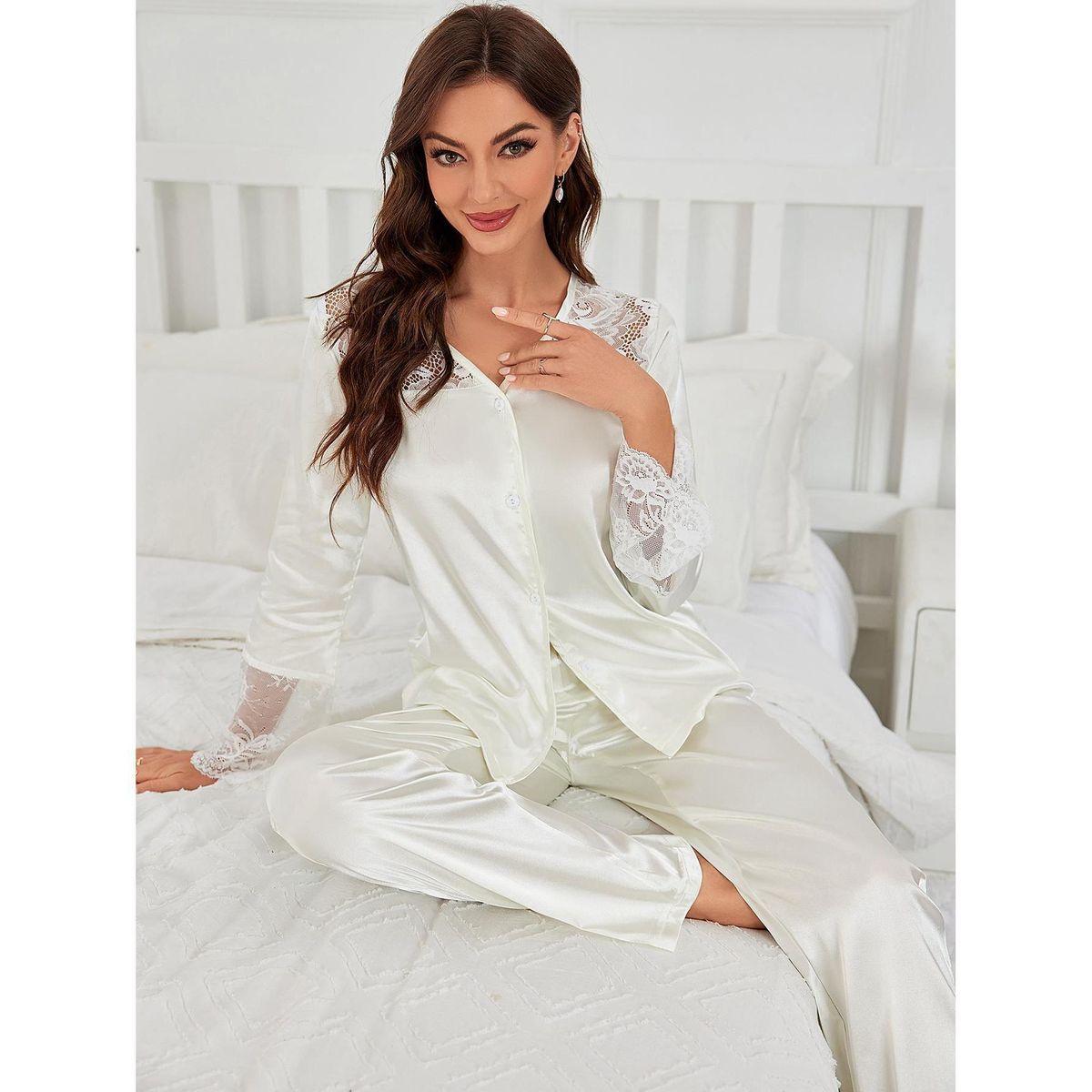 BLWOENS - Pijama de para mujeres - 2 piezas - Blanco