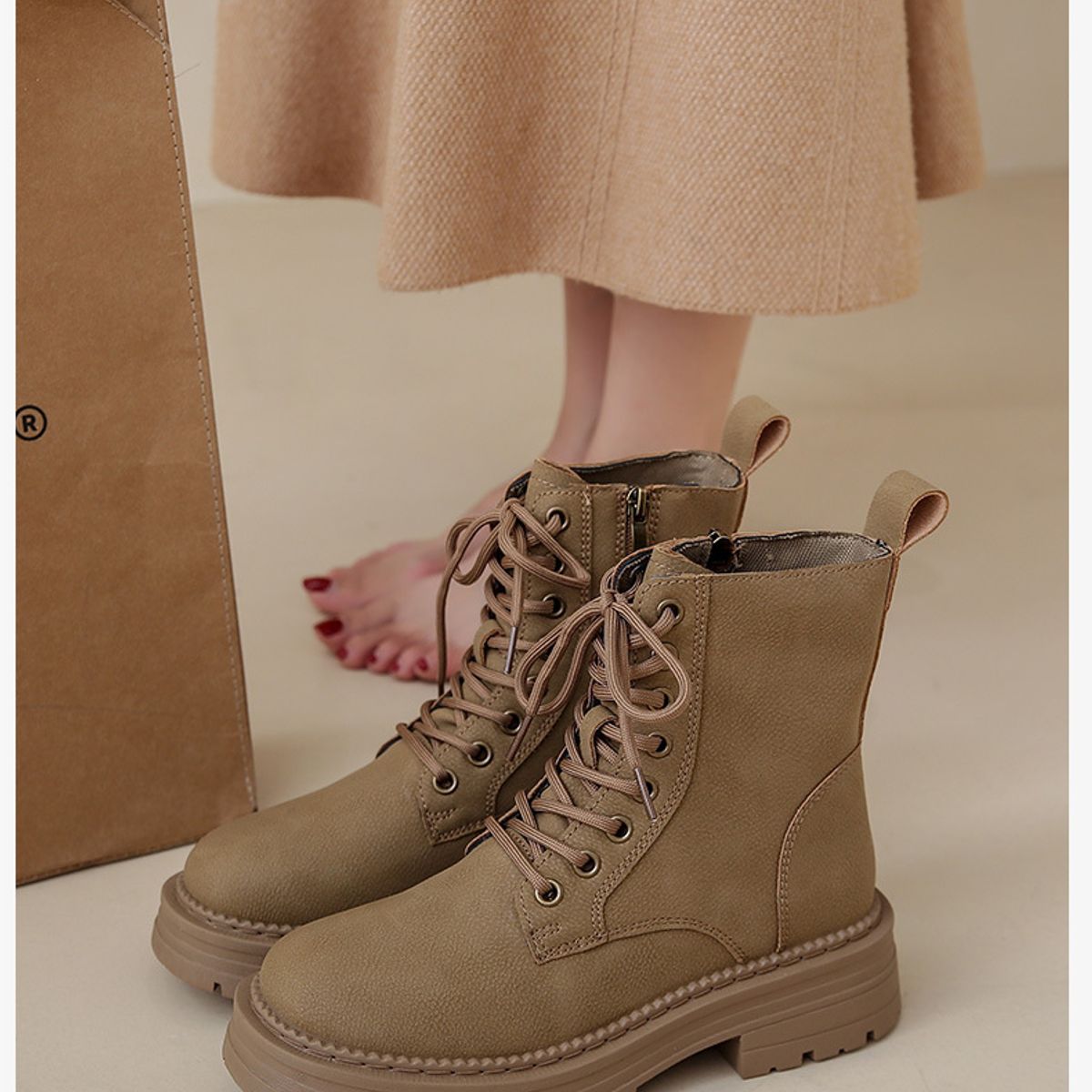 BLWOENS - Zapatos BOTAS cortas de invierno para mujeres - Marrón