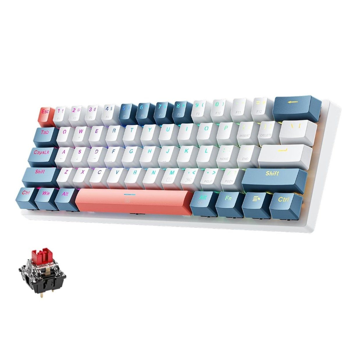 GENERICO - Teclado Mecanico Machenike K500 B61 Mini Switch Rojo