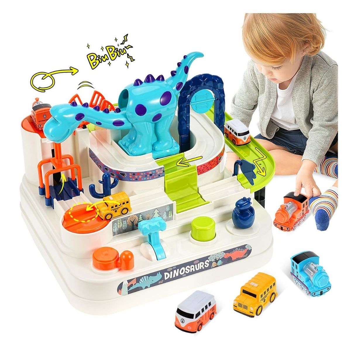 GENERICO - Pista de Carreras Aventura de Dinosaurios para Niños - Juguete Interactivo