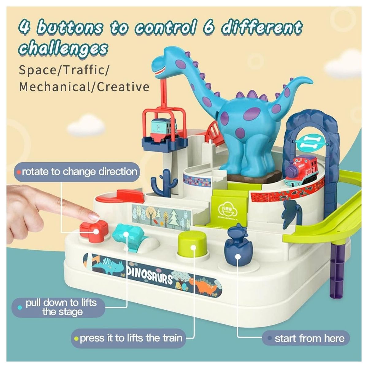 GENERICO - Pista de Carreras Aventura de Dinosaurios para Niños - Juguete Interactivo