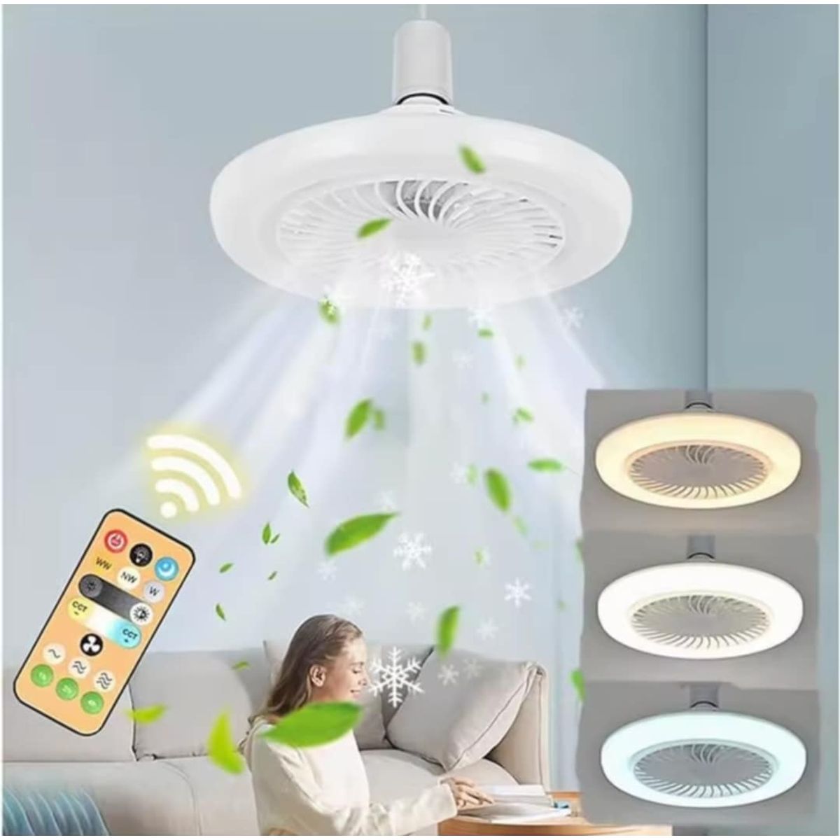 GENERICO - Foco Ventilador LED Ahorrador de 30W  Control de Comedor Dormitorio