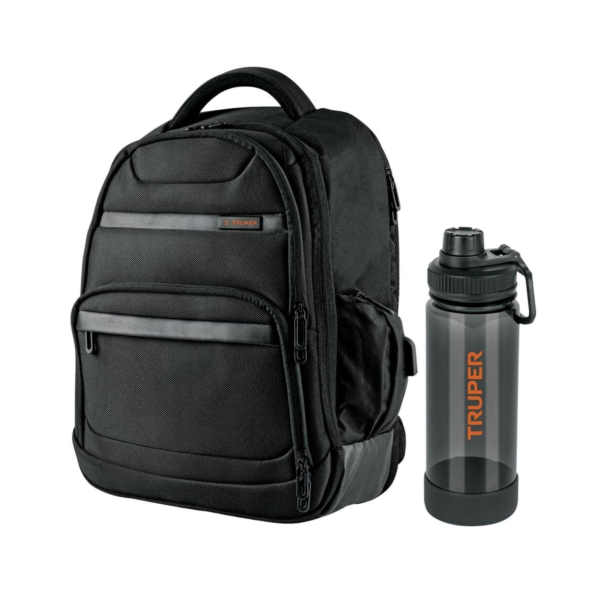 TRUPER - Kit Mochila porta laptop y Tomatodo de plástico Truper