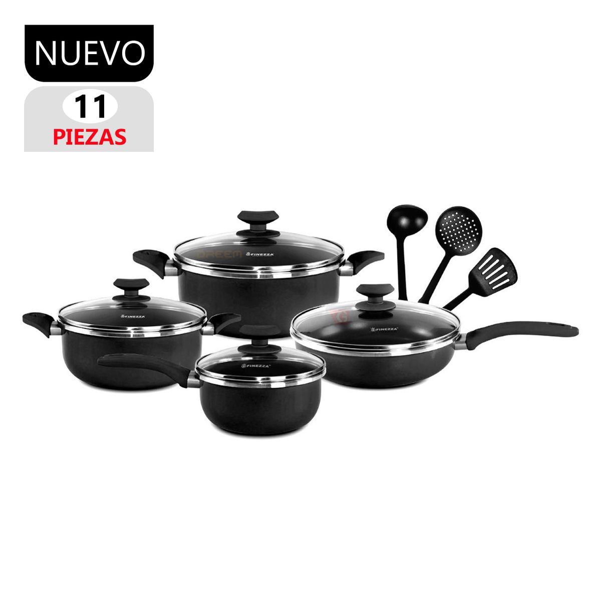 FINEZZA - Set de Ollas Antiadherentes FZ-1625T-2 Negro