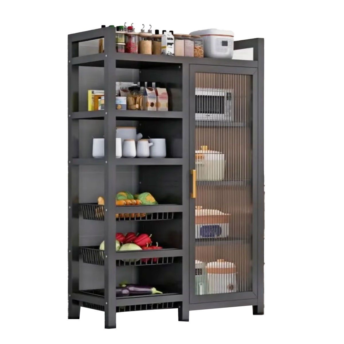 GRETAIL - Estante Organizador Verdulero Frutero Microondas 80cm 6 Niveles Ruedas N SJ241