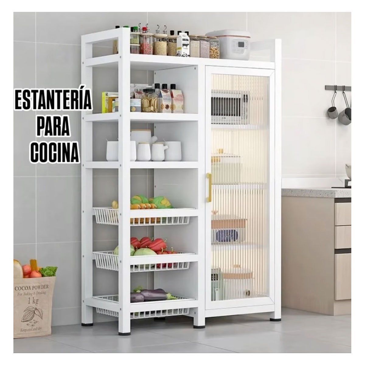 GRETAIL - Estante Organizador Verdulero Frutero Microondas 80cm 6 Niveles Ruedas B SJ241