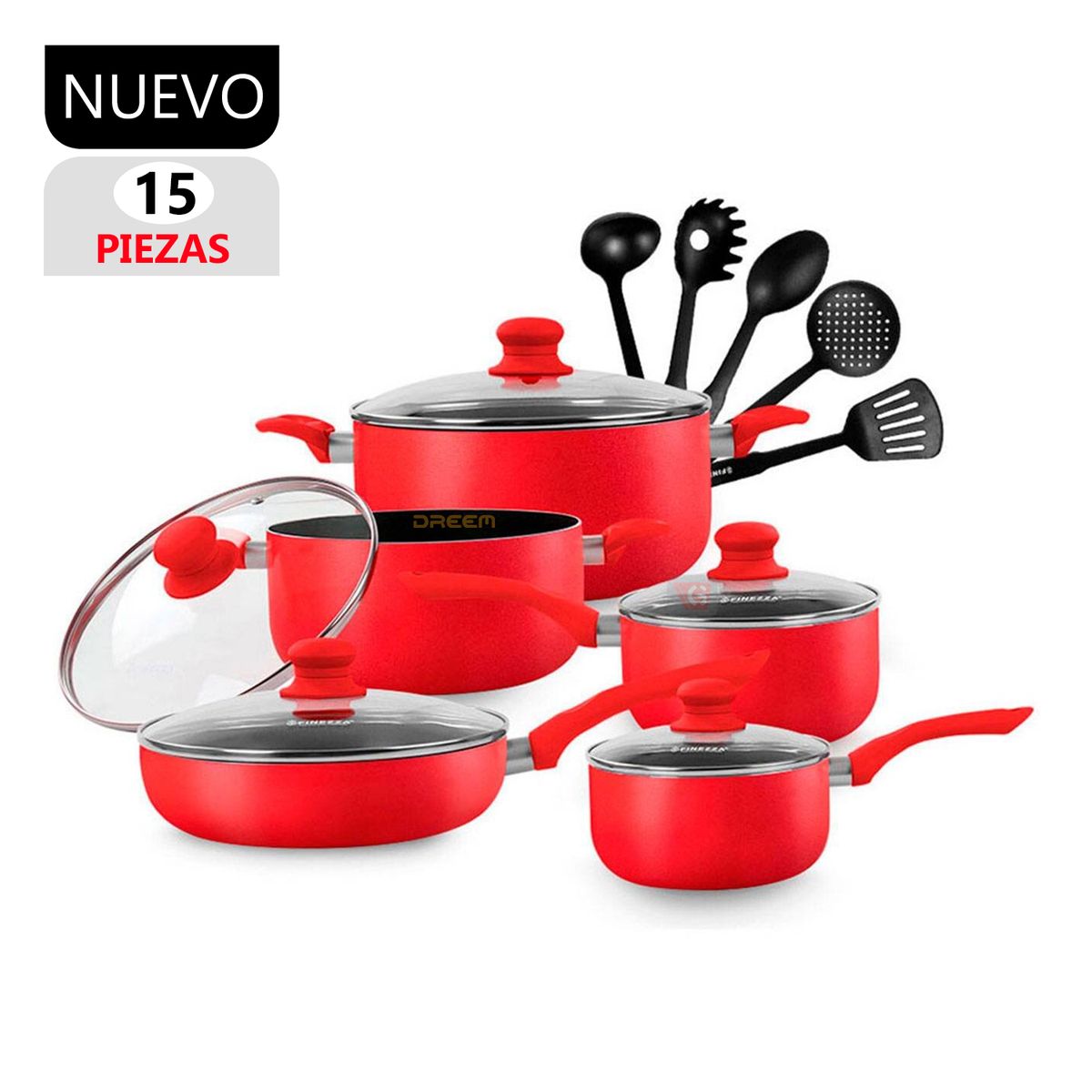 FINEZZA - Set de Ollas Antiadherentes Finezza FZ-1655T Rojo