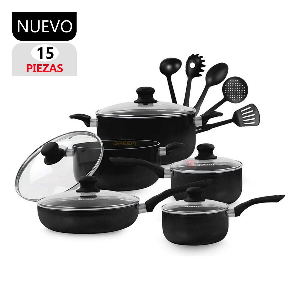 FINEZZA - Set de Ollas Antiadherentes Finezza FZ-1655T Negro