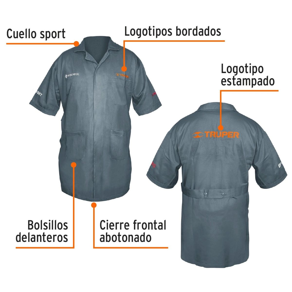 TRUPER - Bata para mecánico,  bordada con logo, talla 44, Truper