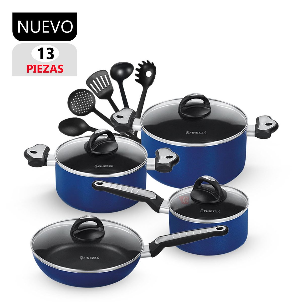 FINEZZA - Set de Ollas Antiadherentes FZ-1612T Azul