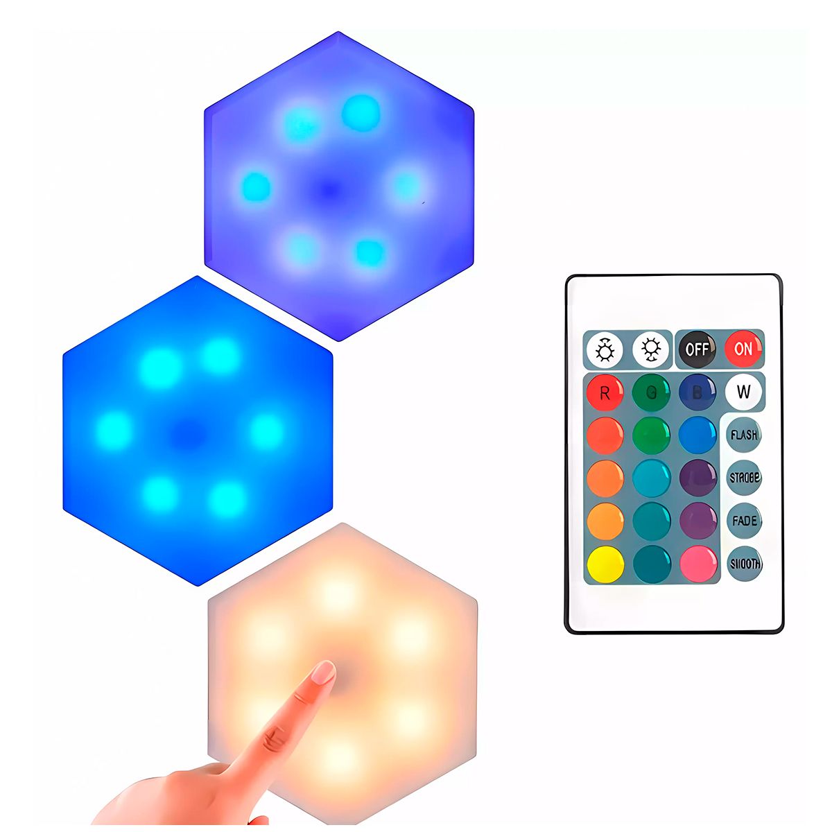 GENERICO - Set 3 Luces Hexagonales Rgb